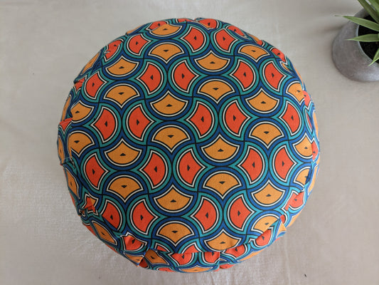 ZAFU coussin de méditation - YOGA - Coton BIO - Style wax vagues