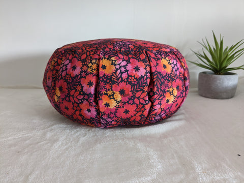 ZAFU coussin de méditation - YOGA - Coton BIO - fleurs rose orange