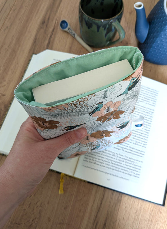 Pochette à livre de poche en coton BIO motif colibri