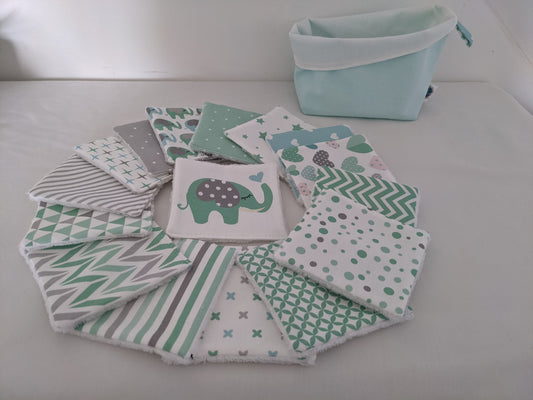 Lot de lingettes bébé lavables en coton BIO certifié GOTS - Edition limité