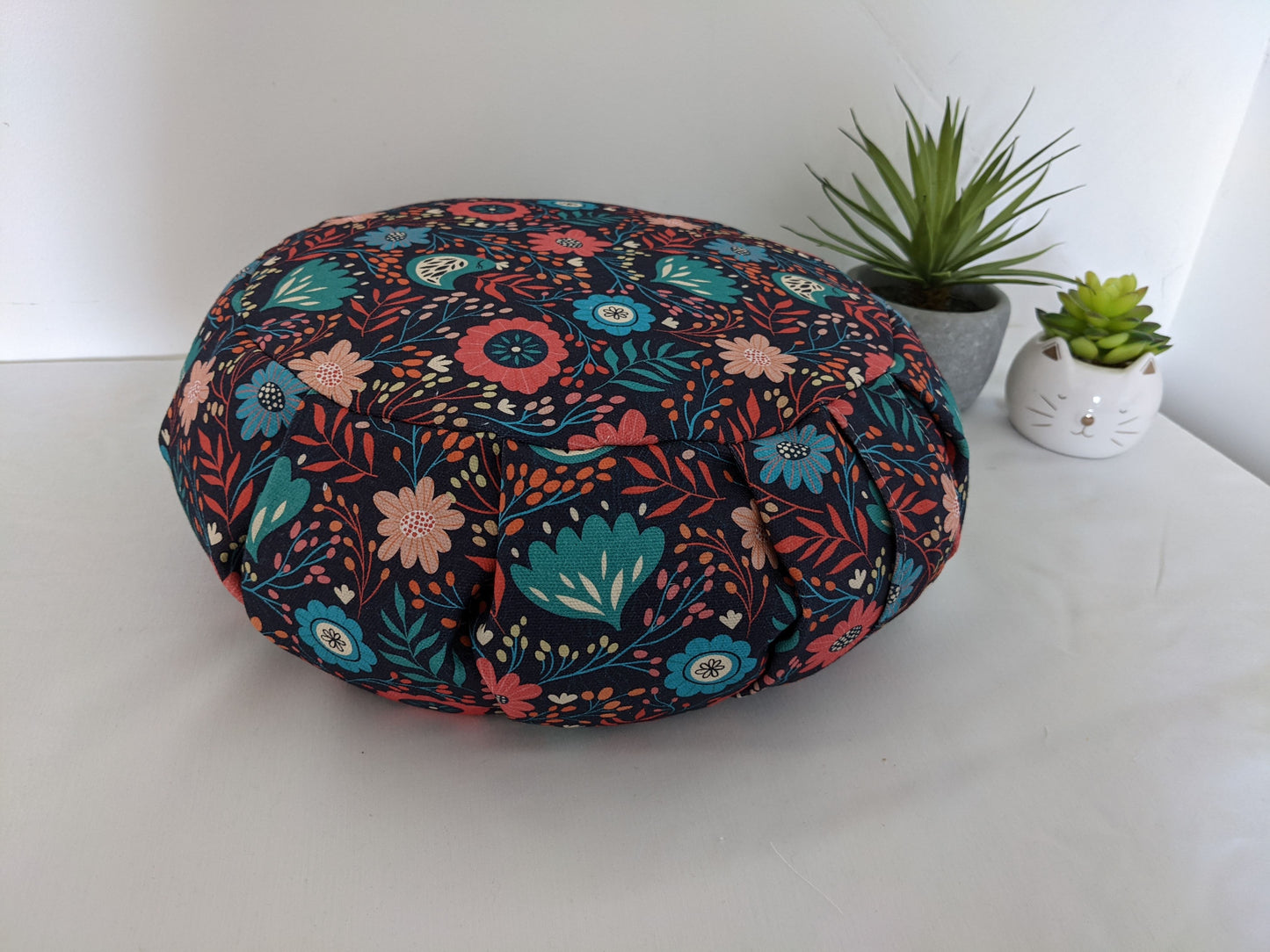 ZAFU coussin de méditation - YOGA - Coton BIO - Scandinave fleurs oiseaux