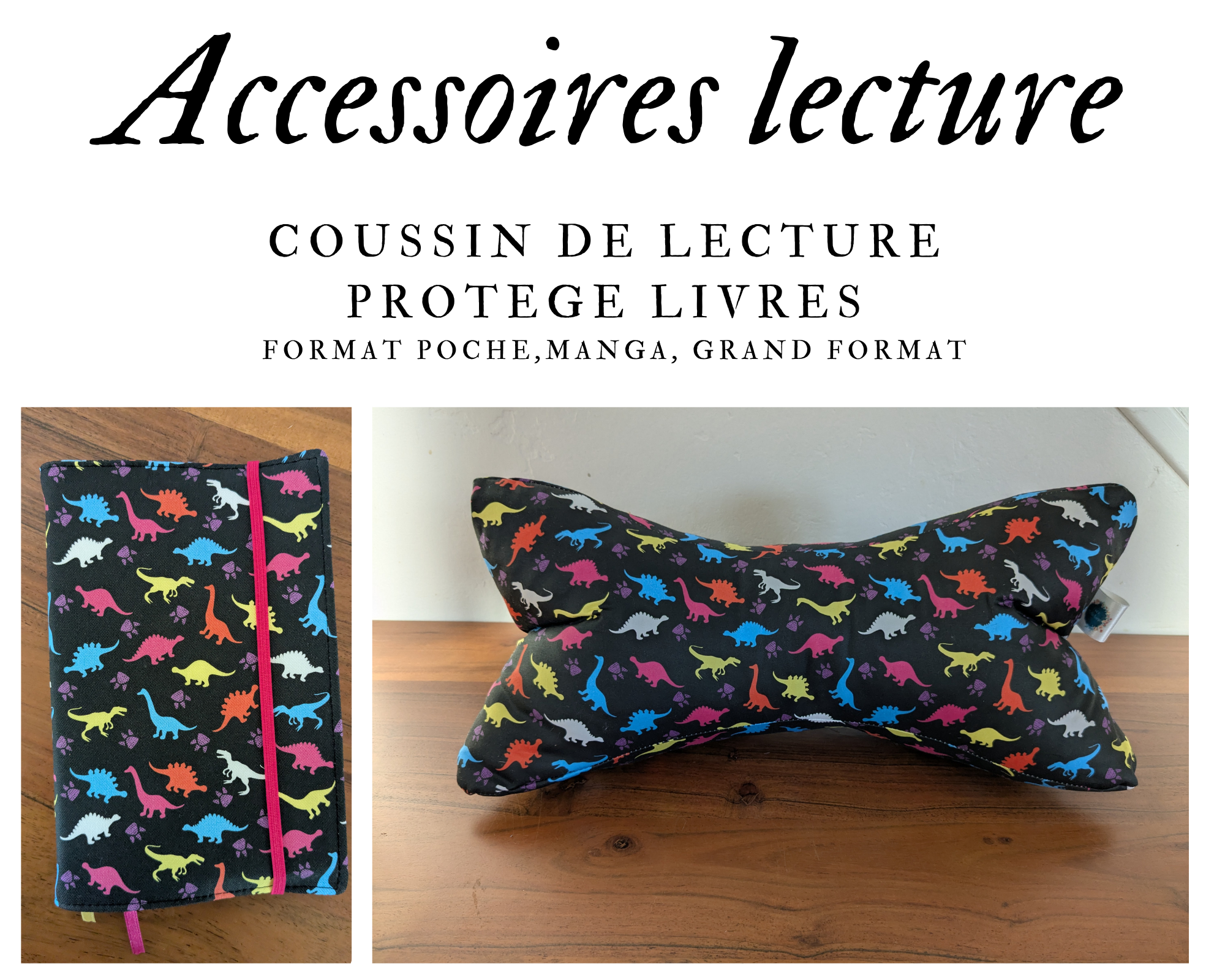 Coussin de lecture & Protège-livre ajustable – Motif JURACOLOR | Fait main