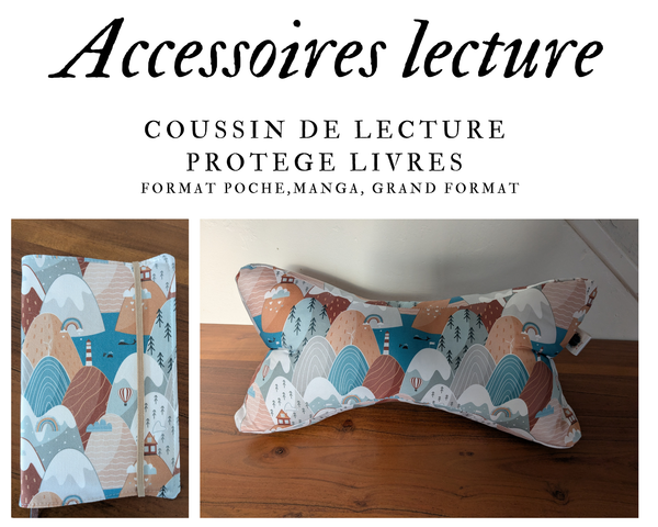 Coussin de lecture & Protège-livre ajustable – Motif SELVIK | Fait main