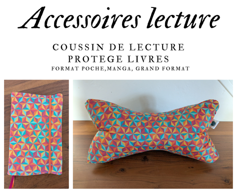 Coussin de lecture & Protège-livre ajustable ZENITHIA – Motif  | Fait main