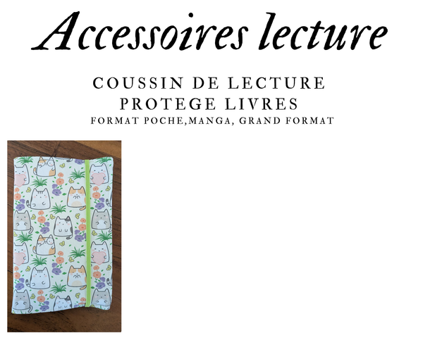 Coussin de lecture & Protège-livre ajustable – Motif PAPOYE | Fait main