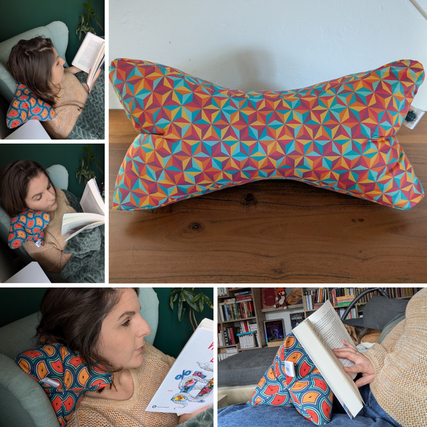 Coussin de lecture & Protège-livre ajustable ZENITHIA – Motif  | Fait main