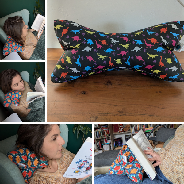 Coussin de lecture & Protège-livre ajustable – Motif JURACOLOR | Fait main
