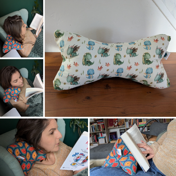 Coussin de lecture & protège livre ajustable - Motifs Dragons Daenerys - Fait main en France
