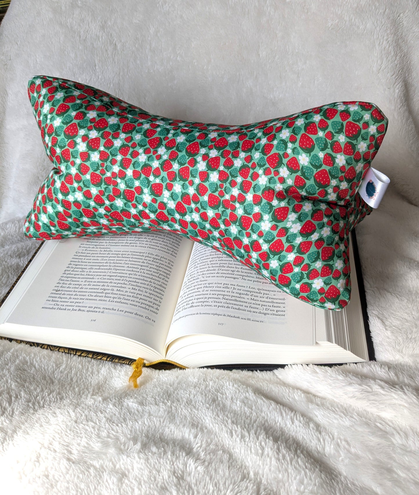 Os de lecture motif fraises en coton BIO