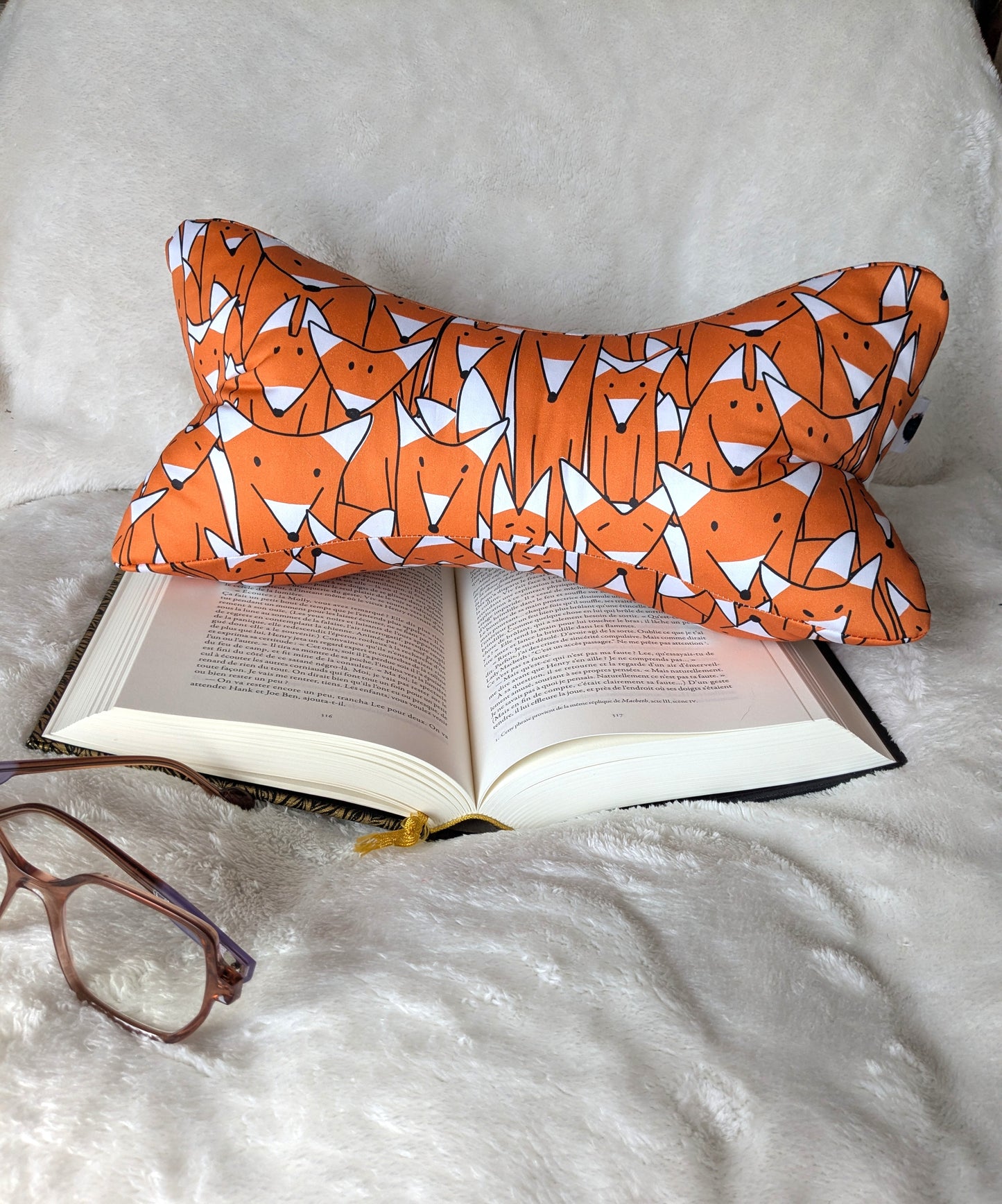 Coussin de lecture motif renard