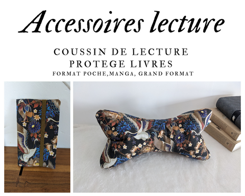 Coussin de lecture et protège livre grues japon