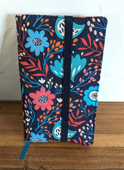 Protège livre en tissu ajustable format poche à grand format - Motifs oiseaux et fleurs style scandinave SVEN