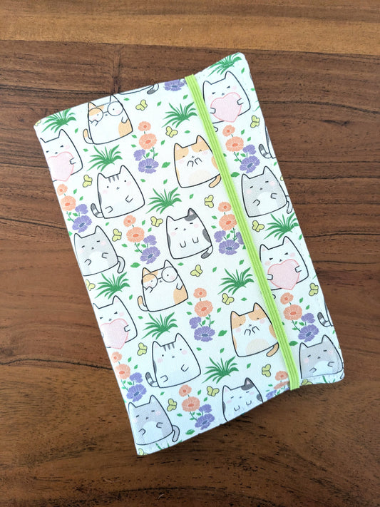 protege livre en tissu chat mignons fleurs coeur