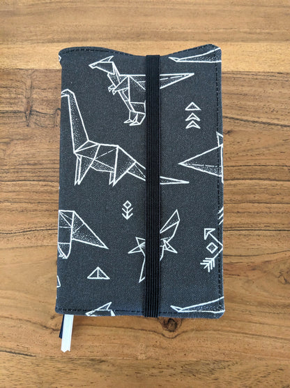 couvre livre en tissu ajustable motif dinosaures origami