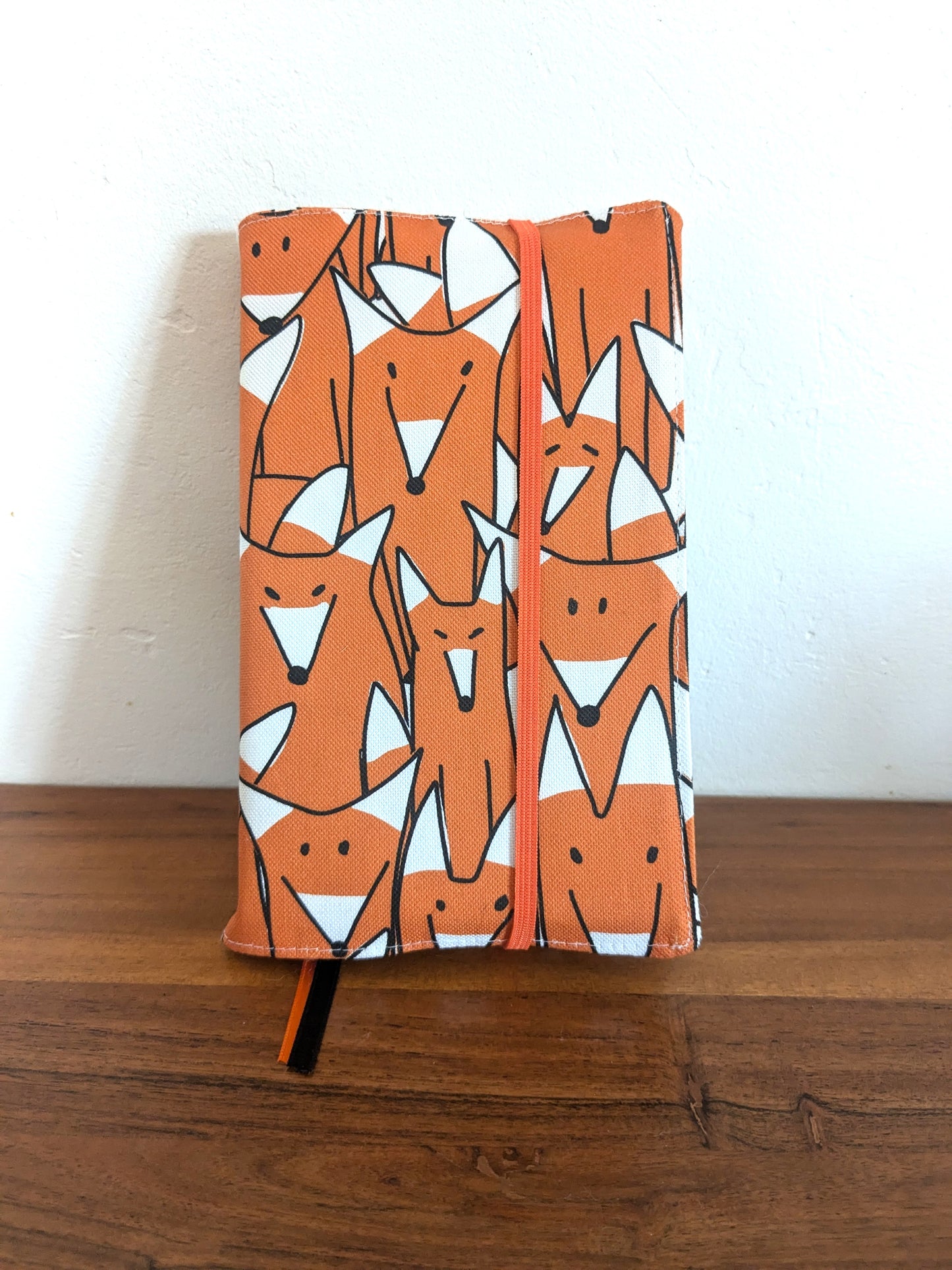 Couvre livre en tissu motifs renard orange