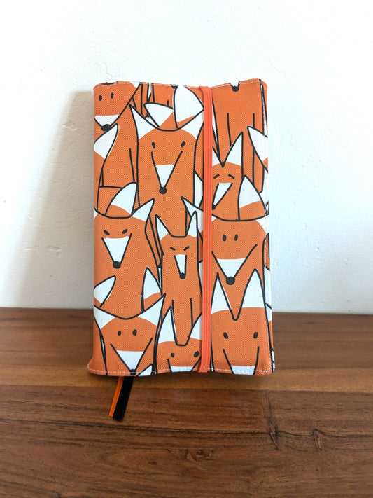 Couvre livre en tissu motifs renard orange