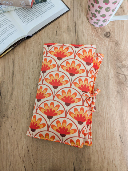 Pochette livre en tissu pour transport fleurs retro