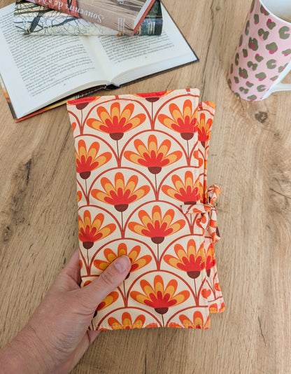 Housse de transport livre en tissu artisanal fleurs vintage