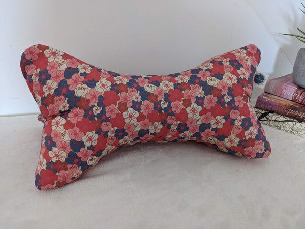 Coussin de lecture et protège livre ajustable - motif BLOOM - Fait main en France