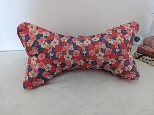 Coussin de lecture et protège livre ajustable - motif BLOOM - Fait main en France