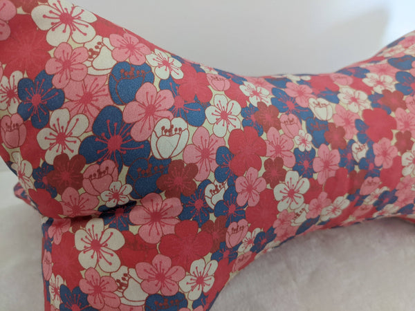 Coussin de lecture et protège livre ajustable - motif BLOOM - Fait main en France