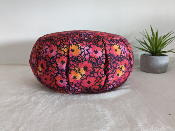 ZAFU coussin de méditation - YOGA - Coton BIO - fleurs rose orange