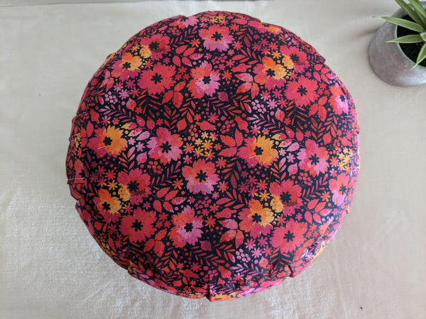 ZAFU coussin de méditation - YOGA - Coton BIO - fleurs rose orange