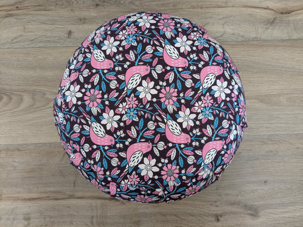 ZAFU coussin de méditation - YOGA - Coton BIO - Oiseaux rose