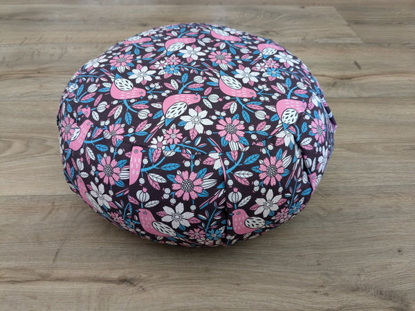 ZAFU coussin de méditation - YOGA - Coton BIO - Oiseaux rose