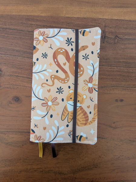 Protège livre ajustable & Os de lecture - Motif Cute Jungle - Fait main en France