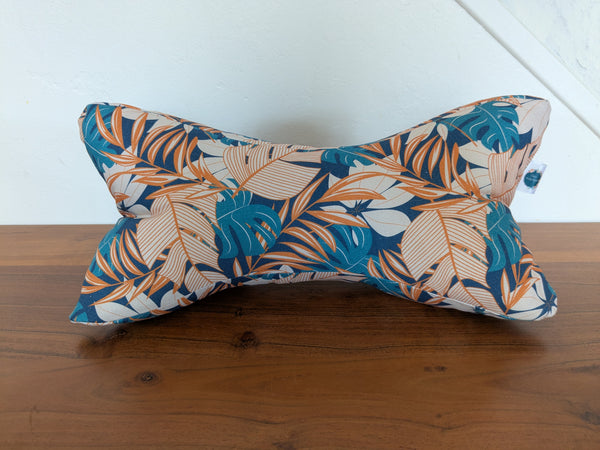 Coussin de lecture & Protège-livre ajustable – Motif Jungle bleu| Fait main