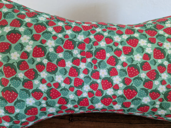 Coussin de lecture & Protège-livre ajustable STRAWBERRY - Fait main