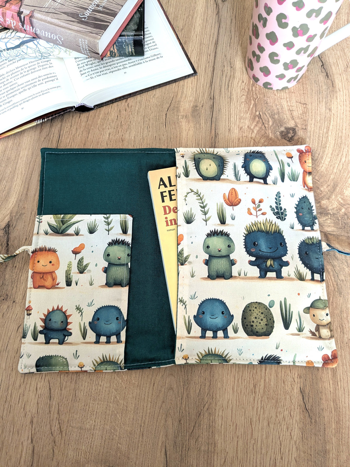 Etui de protection livre ou liseuse plant lover verte