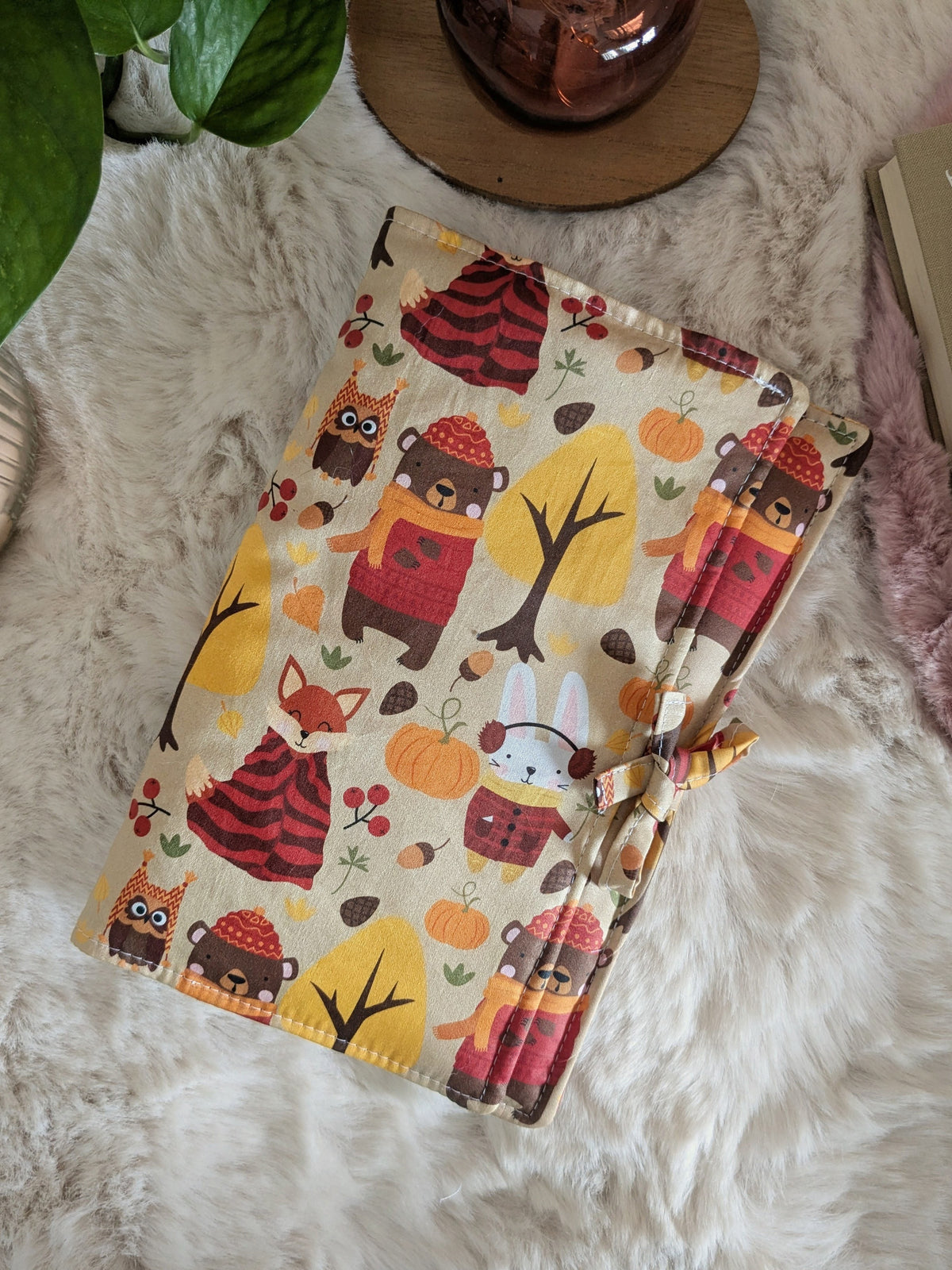 Housse livre ou liseuse epaisse renard, ourson, hibou