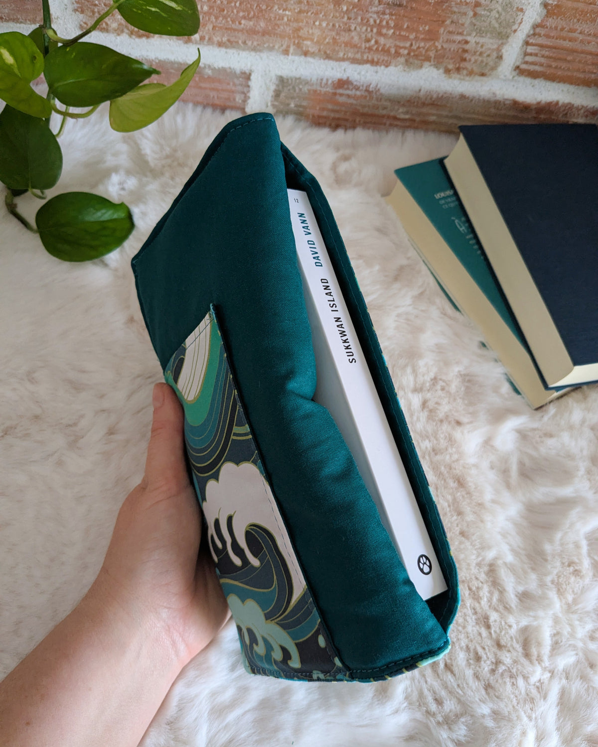 Housse pour livre vagues vertes