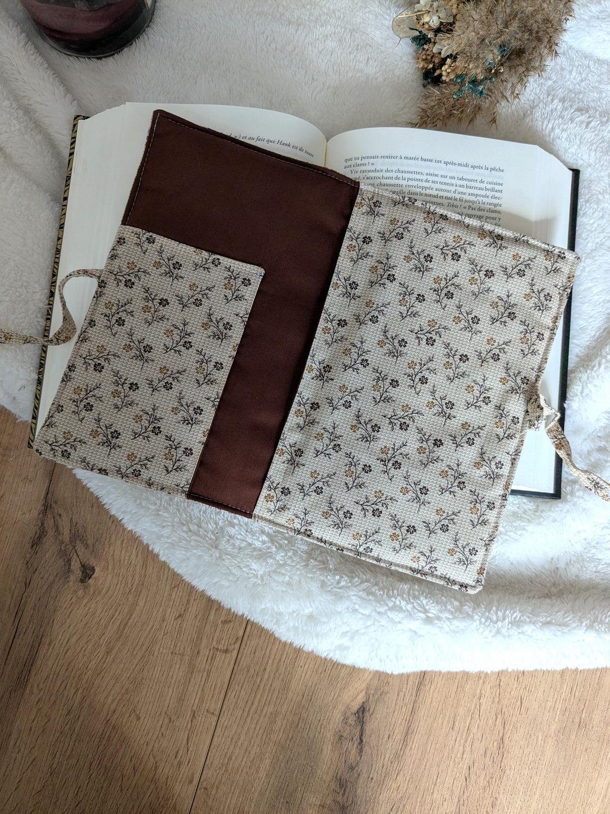 Etui de transport liseuse ou  livre beige naturel