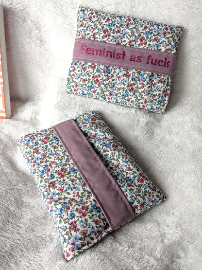 Pochette de protection et transport molletonnée pour liseuse personnalisable - Motifs style liberty rose bleu