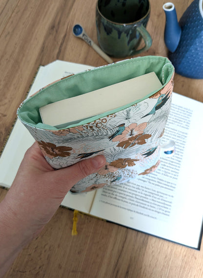 Pochette à livre de poche en coton BIO motif colibri 