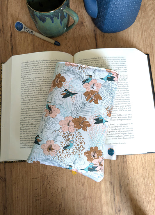 Pochette à livre ou liseuse motif colibri