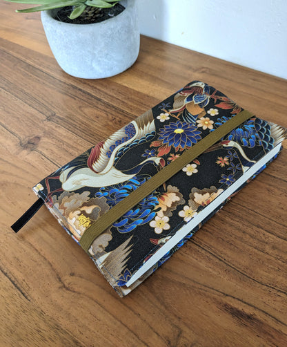 couvre livre en tissu fermeture élastique motifs fleurs japon canards