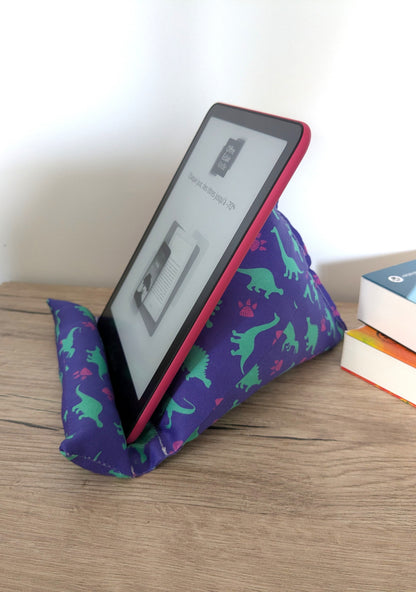 Support liseuse confort lecture coton BIO dinosaures verts