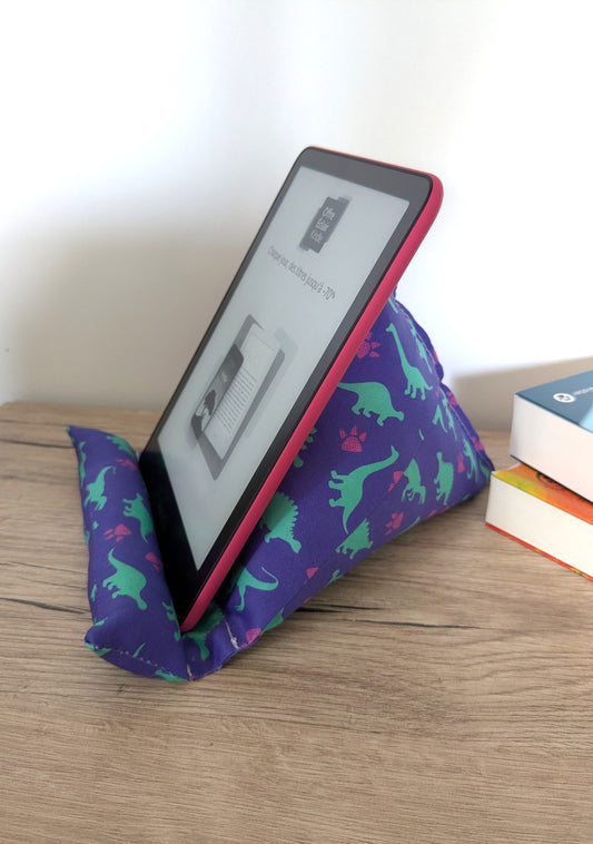 Support liseuse confort lecture coton BIO dinosaures verts