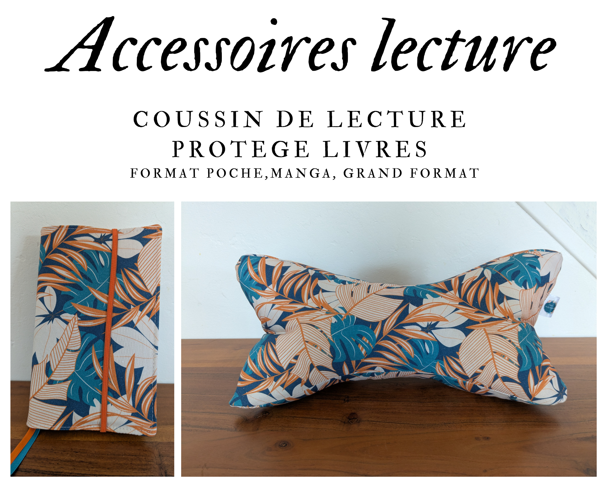 Coussin de lecture motif jungle coloré en coton bio fait main en France