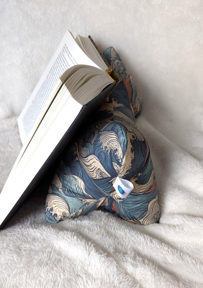 Os de lecture - Confort et support de lecture - Coton BIO - Motif Vague Hokusai