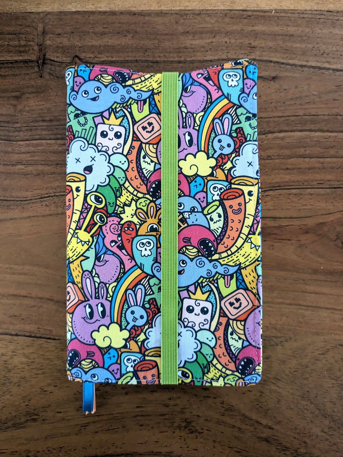 Protège livre en tissu ajustable format poche à grand format - Motif doodle cartoon, multicolore ZAZOU