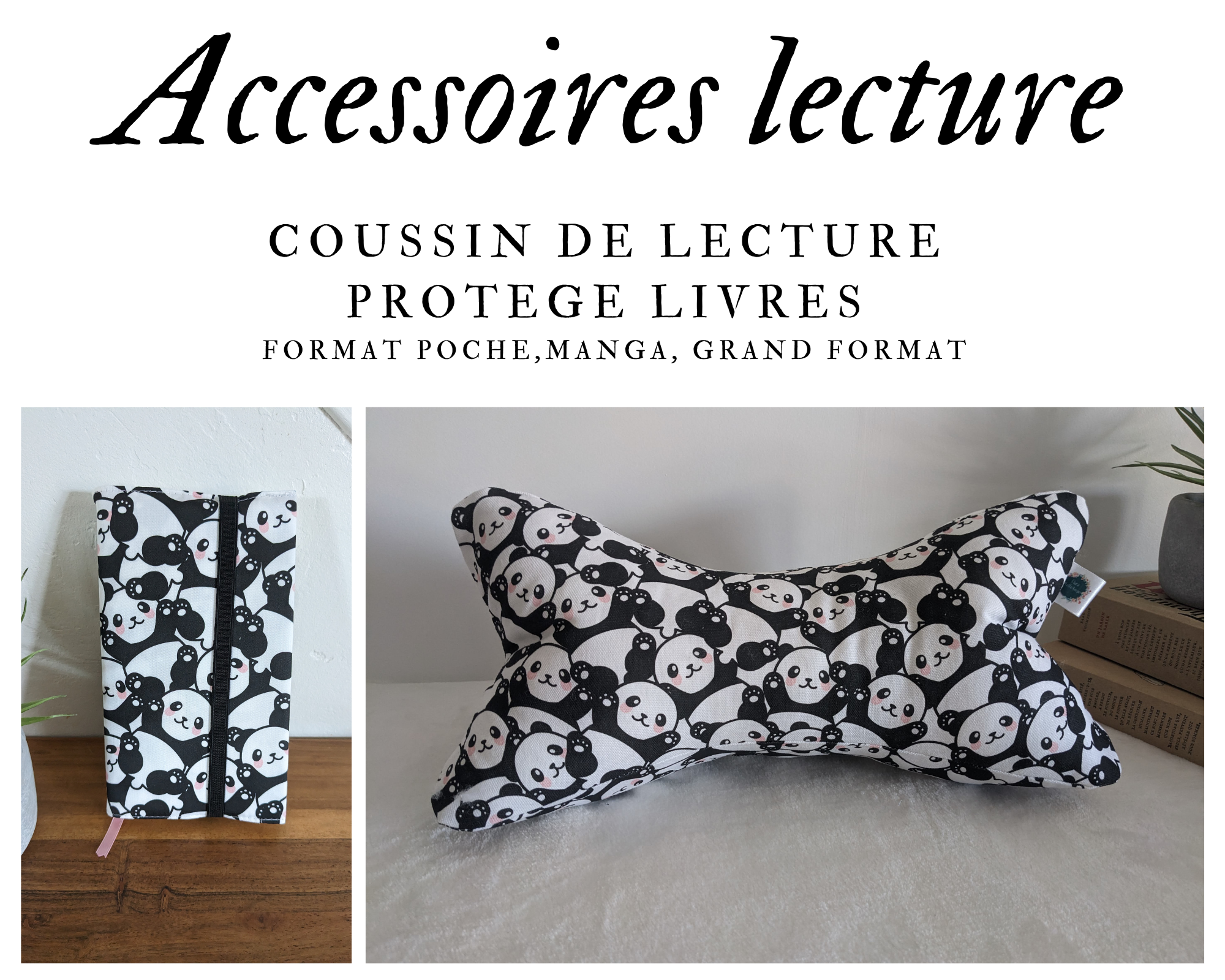 Accessoires de lecture - Coussin de lecture et protège livre ajustable PANDAS