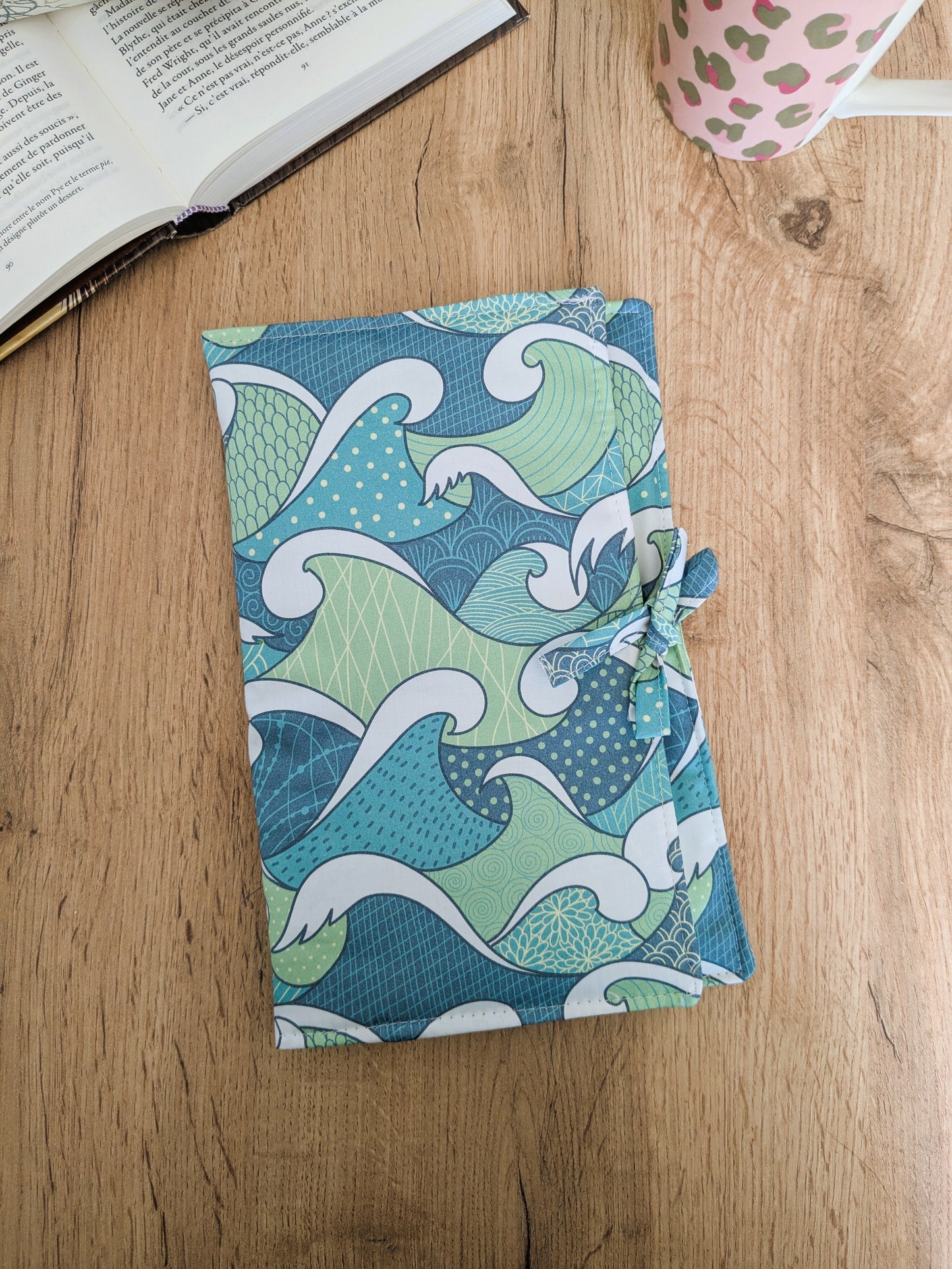pochette transport livre vagues vertes