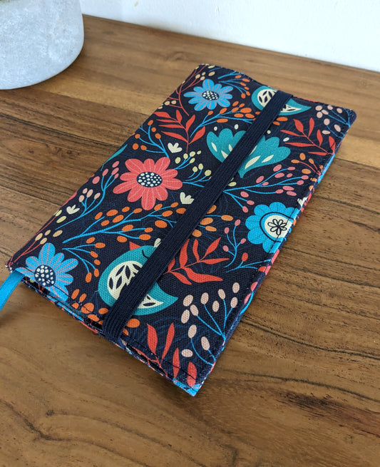 Protège livre en tissu ajustable format poche à grand format - Motifs oiseaux et fleurs style scandinave SVEN