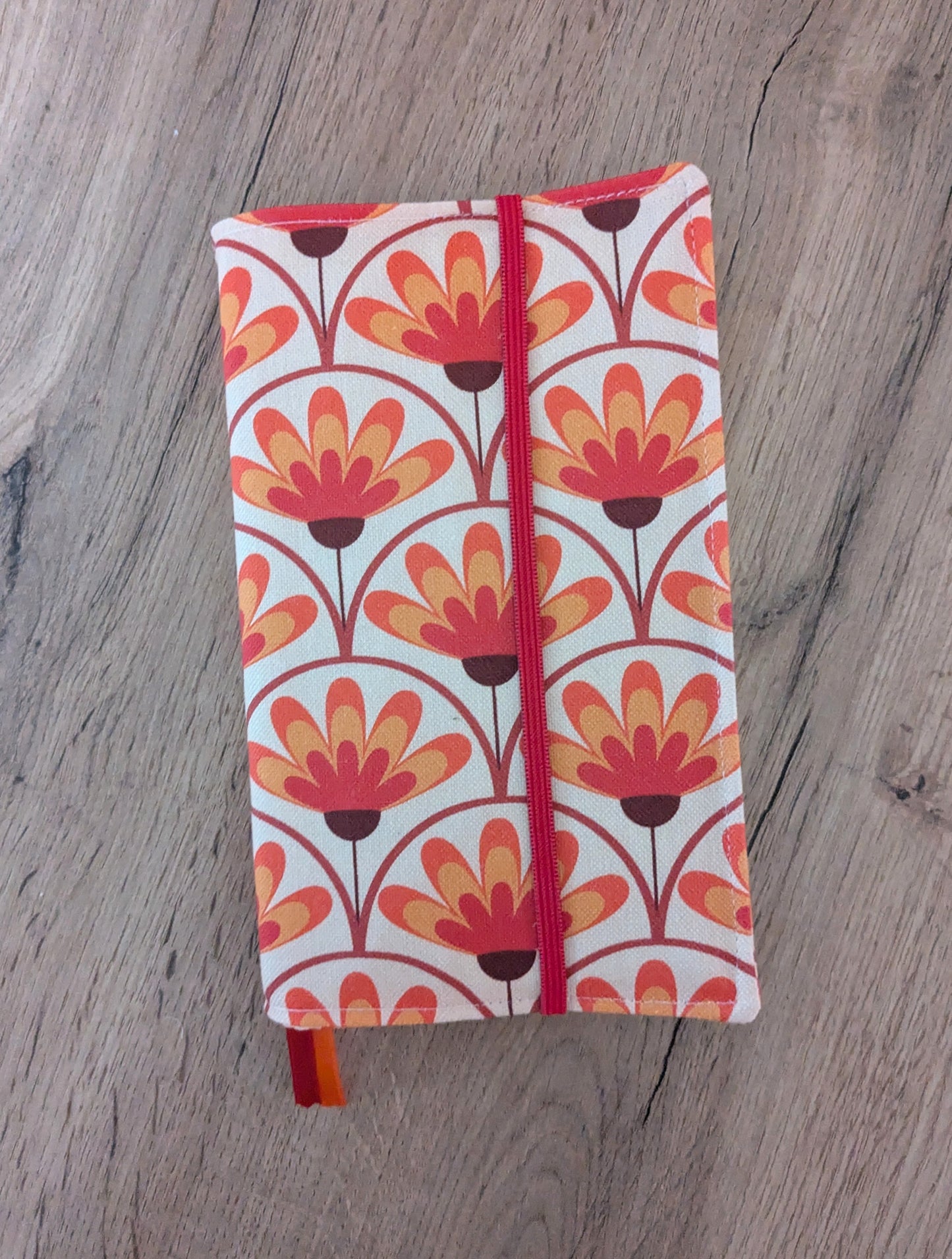 pochette transport roman fleurs rétro vintage orange