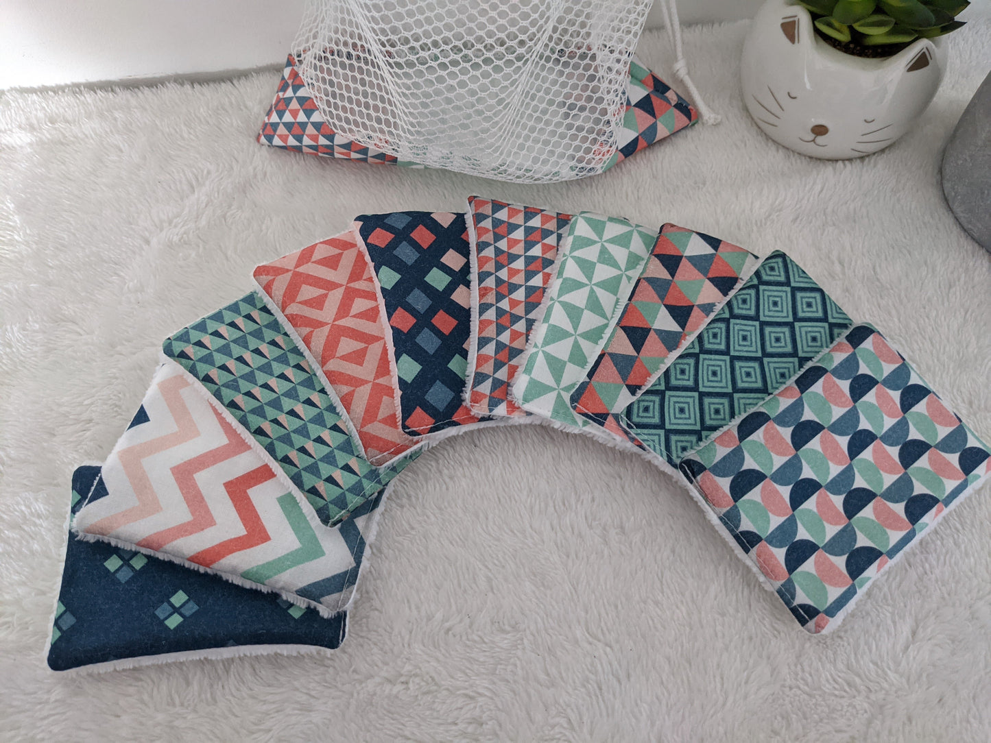 Lingettes lavables en coton BIO certifié GOTS, réutilisable, zéro déchet